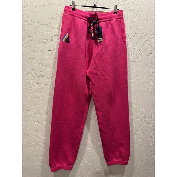 Monrow Pants - Monrow Knit Lounge Jogger outdoor hiking beach pants, Large, Pink